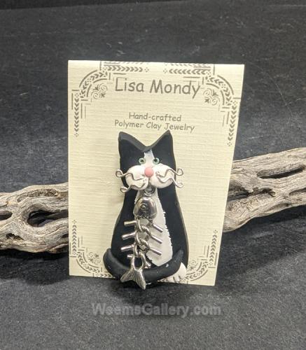 Black & White Cat w/Fish bones by Lisa Mondy